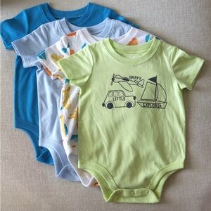 Set of 4 Baby Bodysuits in Blue, Green, and White 12M